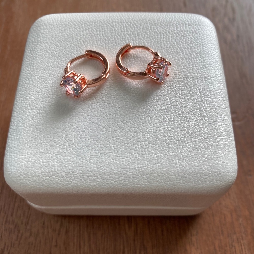 Rose gold plated earrings - Picture 2 of 6